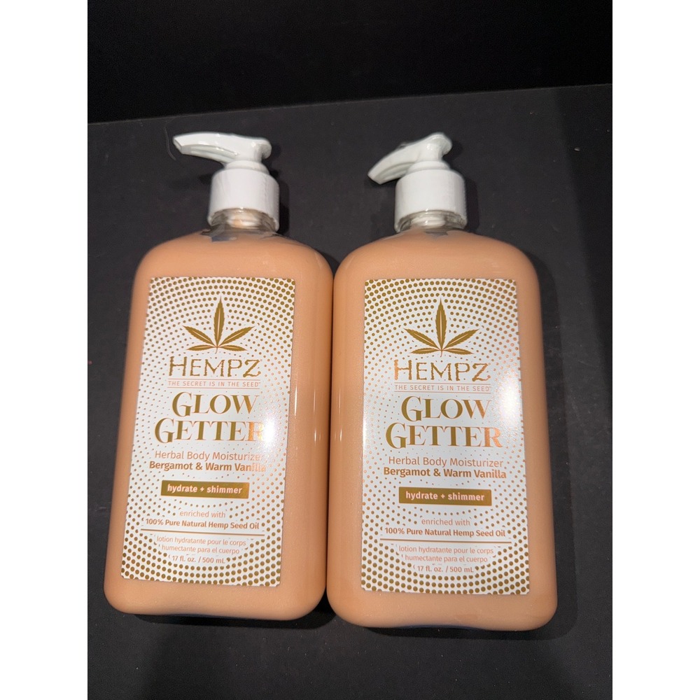 Hempz Body Moisturizer Glow Getter Bergamot Warm Vanilla Shimmer 2 Pack